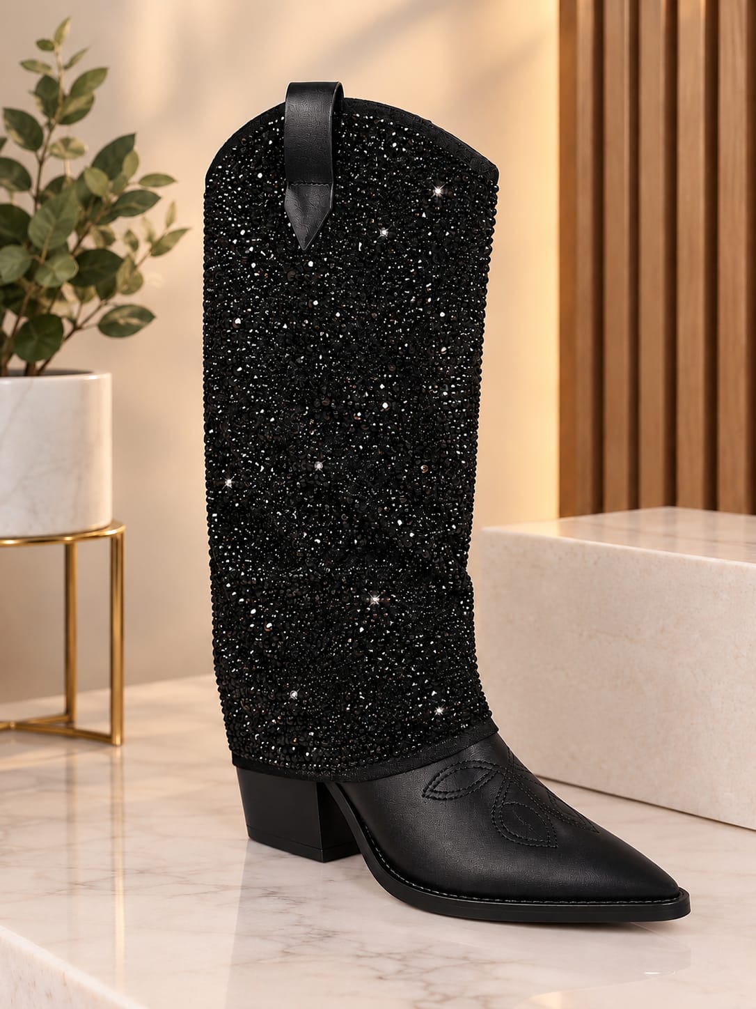Bota vaquera negra