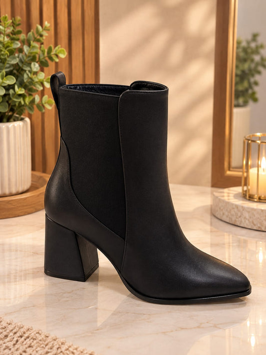 Bota de Dama de Tacón con Panel Elástico